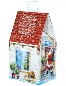 Новогодний подарок домик 150 г рубин