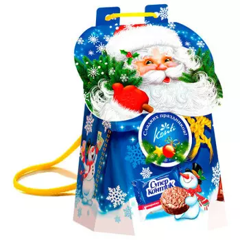 Новогодний подарок красный рюкзачок- дед мороз 500 г конти