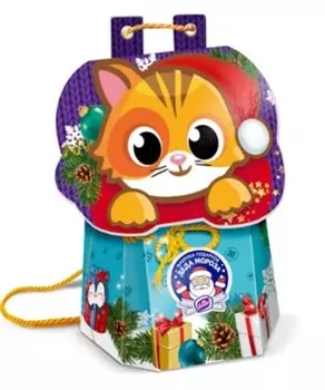 Новогодний подарок рюкзачок-котенок 500 г конти