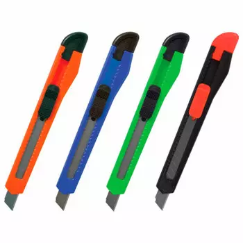 Нож канцелярский стафф 9 мм стафф базис фиксатор ассорти 230484