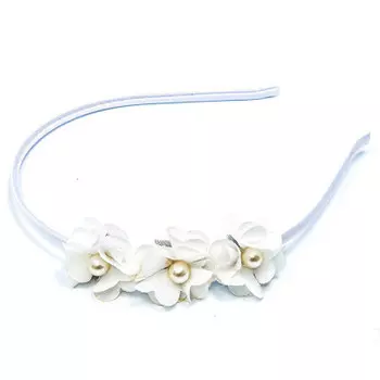 Ободок цветочки белый 1090