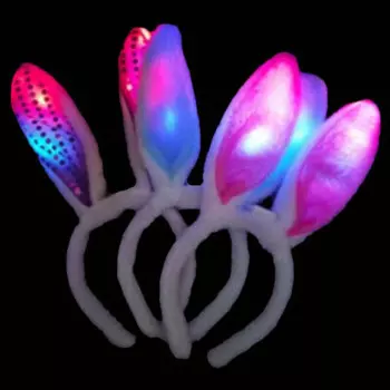 Ободок карнавальный светящиеся ушки зайчика ну-2495