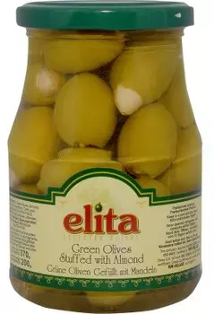 Оливки елита 370 г с миндалем ст/б