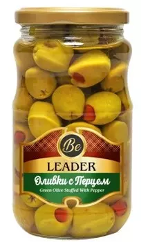 Оливки лидер 350 г с перцем ст/б