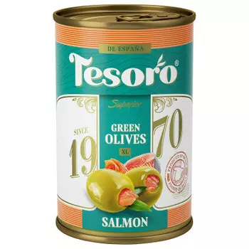 Оливки Тесоро 300гр с лососем ж/б