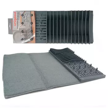 Органайзер для посуды c ковриком Unigood 40*50см серый