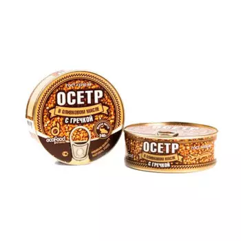 Осетр экофуд 240 г в оливковом масле с гречкой ж/б