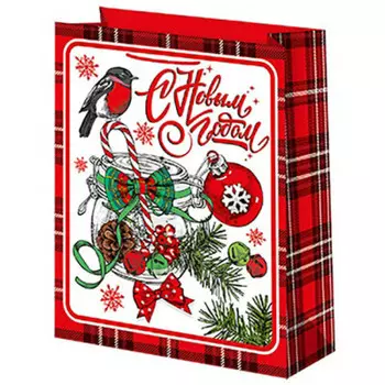 Пакет подарочный ламинированный 18*23 см микрос снегирь