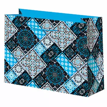 Пакет подарочный ламинированный 23*18 см Микрос геометрия голубой
