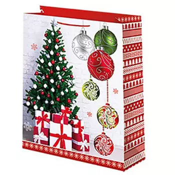Пакет подарочный ламинированный 26*32 см микрос елочка с игрушками
