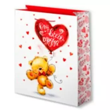Пакет подарочный ламинированный 26*32 см Микрос мишка от всего сердца