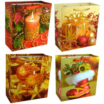Пакет подарочный нг новогодний вечер 18х10х23см с7015