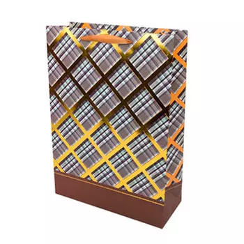 Пакет подарочный ромбы 20*10*25см синий yx-003-5