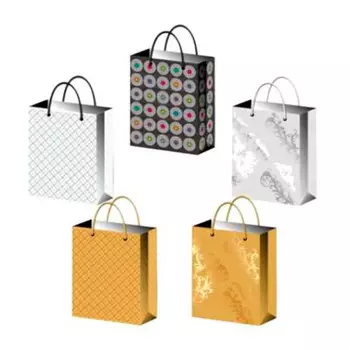 Пакет подарочный ромбы 25,6*12,5*32см серебро yx-003