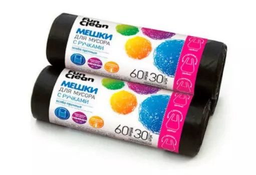 Пакеты для мусора Юпласт 60л 10шт с завязками особо прочные