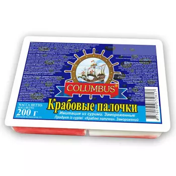 Палочки крабовые колумбус 200г
