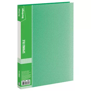 Папка c пружинным скоросшивателем берлинго диамонд 17 мм 700 мкм п/прозрачная зеленая 170651
