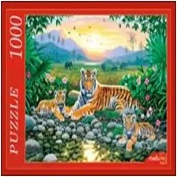 Пазлы 1000 элементов тигры на закате