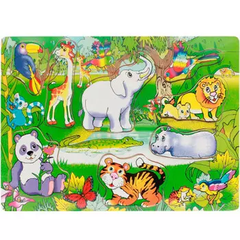 Пазлы деревянные 29,5*21см дикие животные п-9753