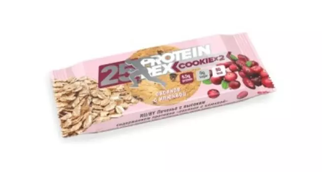 Печенье протеиновое протеинрекс 50 г овсяное с клюквой