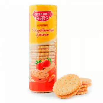 Печенье яшкино 182 г с клубничным кремом кдв яшкино