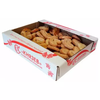 Печенье слоеное сахарные ушки 600 г князев