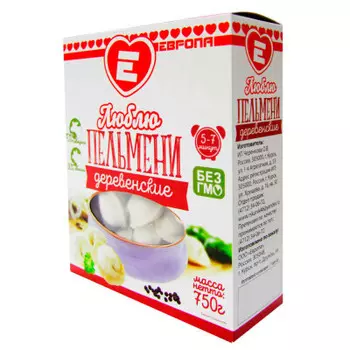Пельмени Деревенские Европа Люблю 750г
