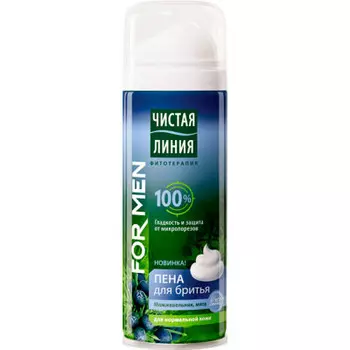 Пена д/бритья чистая линия 200мл можжевельник,мята д/нормальной кожи