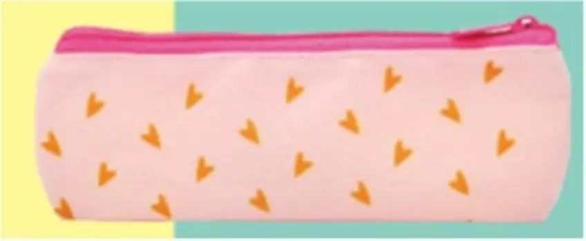 Пенал Европа с молнией 21*7 см розовый