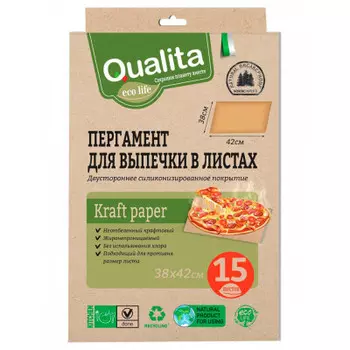 Пергамент для выпечки листовой куалита 15 шт эко лайф