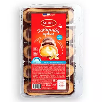 Пирожное эклеры с заварным кремом 250г мирель