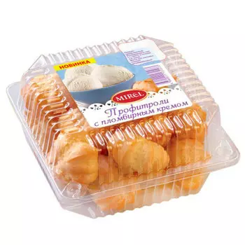 Пирожное профитроли с пломбирным кремом 180г Мирель