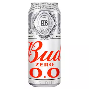 Пивной напиток Bud 0,45л 0% б/алк светлое ж/б
