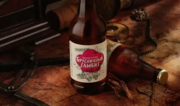 Пивной напиток горьковская пивоварня 0.44 л 5% брусника пшеничное ст/б