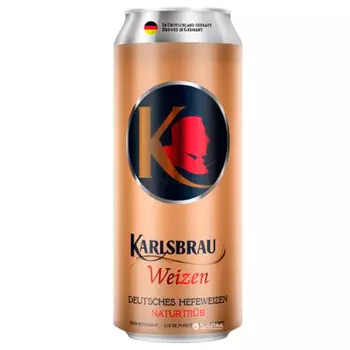 Пиво светлое Karlsbrau Weizen 0,5л 5,1% нефильтрованное ж/б