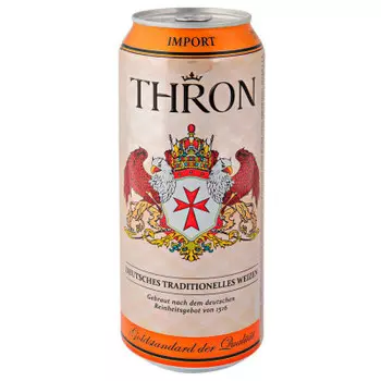 Пиво светлое Thron Hefe 0,5л 5,0% нефильтрованное ж/б