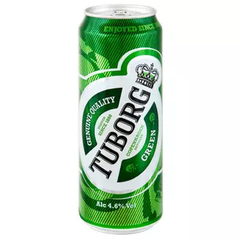 Пиво светлое Tuborg Green 0,45л 4,6% ж/б