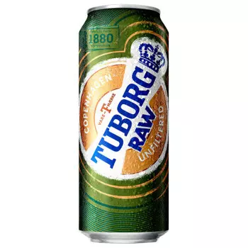 Пиво светлое Tuborg ро 0,45л 4,5% нефильтрованное ж/б