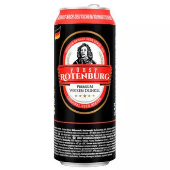 Пиво темное Furst Rotenburg 0,5л 5,2% нефильтрованное ж/б