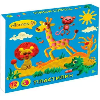 Пластилин 12 цв 180 гр attomex классический 19804