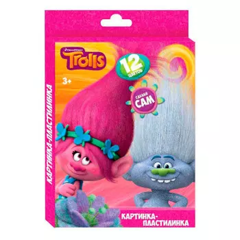 Пластилин 12цв 240г Тролли стек картонная упаковка европодвес