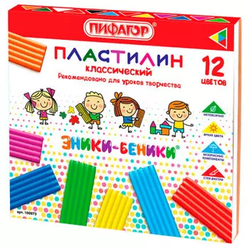 Пластилин 12цв 240гр Пифагор эники-беники со стеком 100973