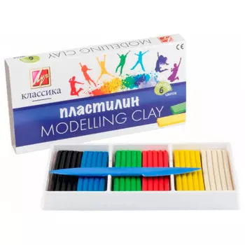 Пластилин 6 цв луч классика 120 г со стеком 12 с878-08