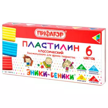 Пластилин 6цв 120гр Пифагор эники-беники со стеком 100970