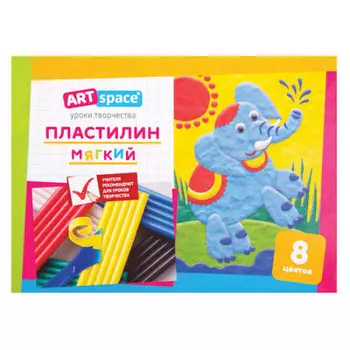 Пластилин 8 цв артспейс 96 гр со стеком картон 253973