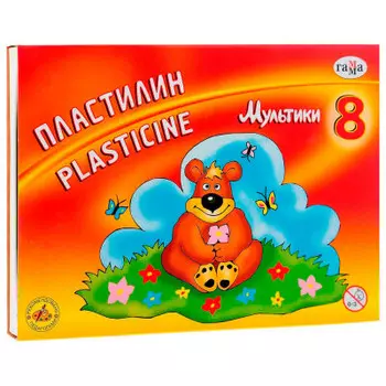 Пластилин 8цв гамма 160г мультики 280016