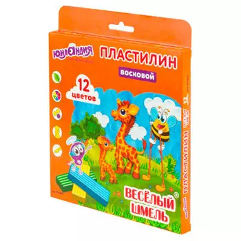 Пластилин восковой 12цв Юнландия весёлый шмель со стеком 104820