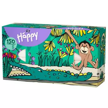 Платочки бумажные Bella Baby Happy 150шт 2-х слойные универсальные