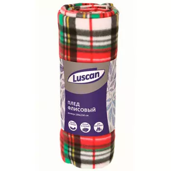 Плед флисовый лускан 130 x150 см клетка зеленая