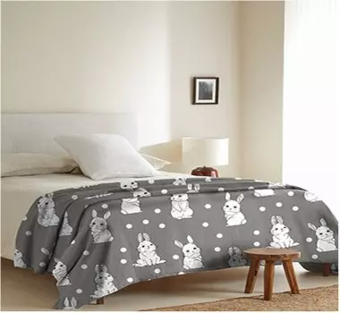 Плед кьют рэббит 140*200 микрофибра серый